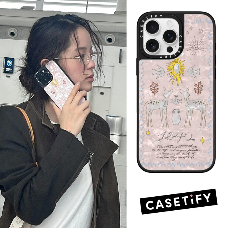 现货CASETiFY联名欧阳娜娜森林秘境粉色贝母纹小鹿适用于苹果iPhone16pro max手机壳15/14时尚潮牌高端保护套