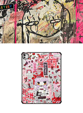 CASETiFY艺术家SAIAKUNANA粉红摇滚拼贴平板电脑保护套适用苹果iPad10.9Pro13/12.9/11寸Air4/5代M2/3/4mini6