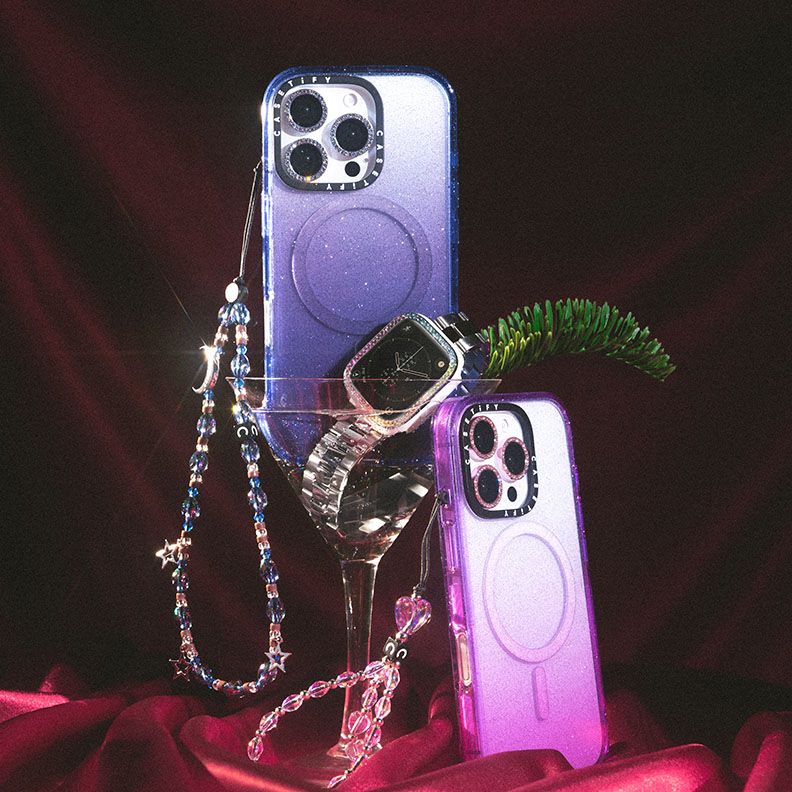 CASETiFY闪亮渐变星钻紫色蓝色适用于苹果iPhone16ProMax磁吸手机壳15时尚小众高级感净版定制可写名字保护套