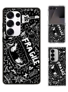 现货CASETiFY艺术家SAIAKUNANA易碎黑底手机壳适用samsung三星S25/S24Ultra+Z Flip/Fold7/6/5磁吸保护套摇滚