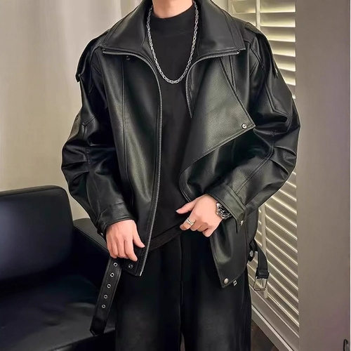 皮衣外套男美式复古小众设计感双翻领机车服痞帅男士2026秋冬季潮