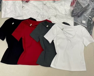 T恤女 短袖 南油YiXuiHui欧洲站2026夏新款 欧韩一字领显瘦减龄修身