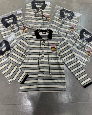 深圳南油POLO衫欧洲站2025秋季DIESEG绑带条纹刺绣翻领卫衣女T恤