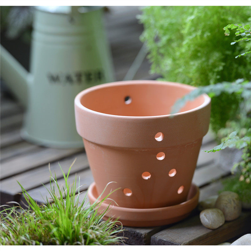 简约透气红陶土泥瓦花盆清仓直销