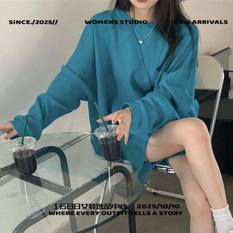 深圳市潮牌美衣服饰绒棉质卫衣女秋装新款韩版纯色无帽薄款外套潮