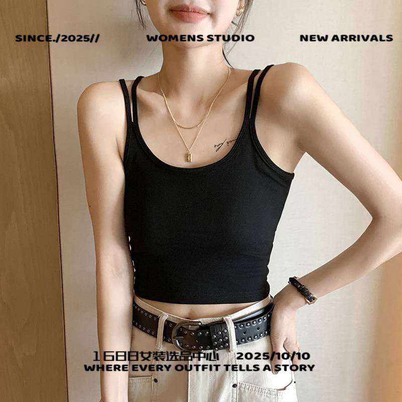 广州市泽创服饰白色吊带背心女夏季外穿带胸垫美背抹胸一体内搭打