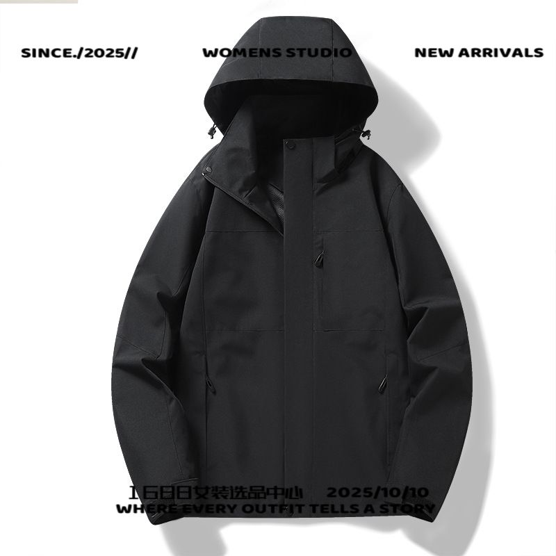 情侣连帽冲锋衣防风防雨男士春秋季户外运动夹克外套长袖防泼水