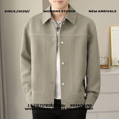 河南台前羽绒男男士薄款夹克外套春季新款明线翻领夹克韩版休闲高