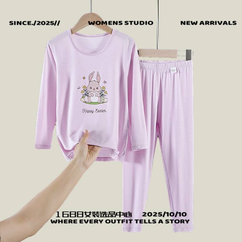 虎门女装t恤儿童睡衣家居服类棉夏薄款男女套装中大童空调服