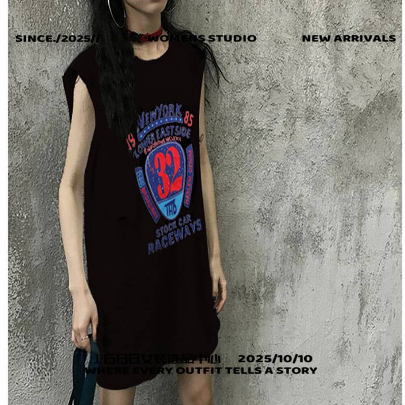 虎门高端女装棉吊带背心无袖恤女夏季外穿韩版潮情侣学生篮球服宽