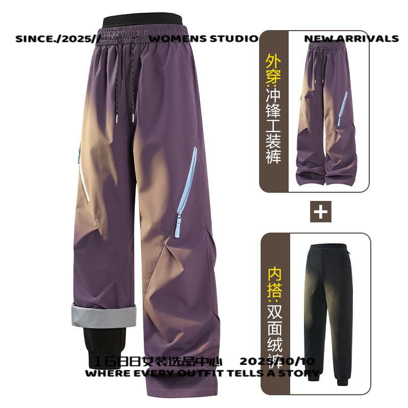 台州山门冲锋衣工装裤子女士冲锋裤秋冬季防风防水保暖抓绒内胆运