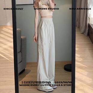 杭州新细亚服饰美式工装裤女夏季薄款高腰直筒裤原宿风宽松显瘦休