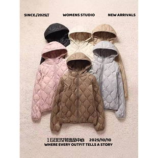 羽绒服平湖秋冬连帽短款轻薄服女休闲百搭外穿小个子鸭绒显瘦外套