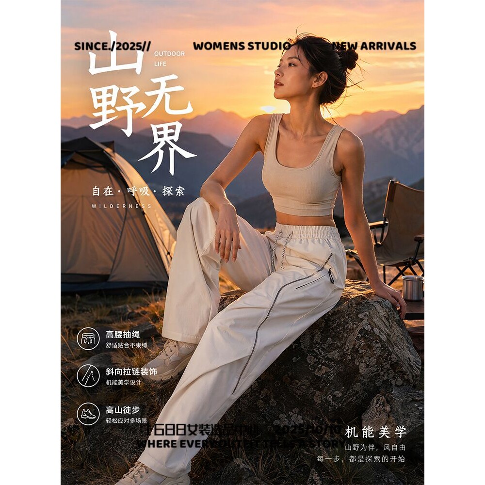 泉州犇潮户外登山冲锋裤女秋冬季加绒裤可拆卸运动裤徒步骑行休闲