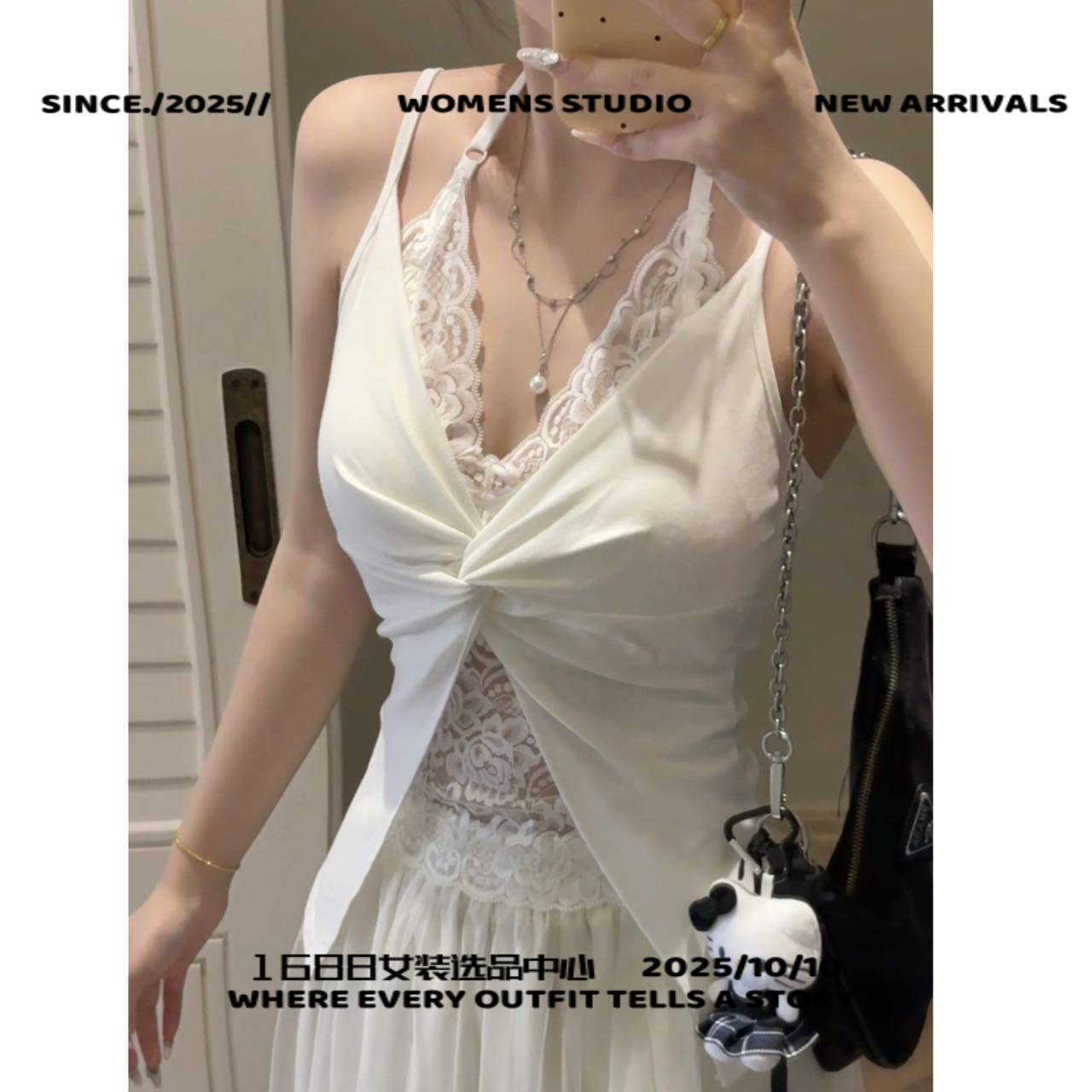 泉州市安第达纯夏季吊带背心女外穿美背蕾丝无袖挂脖打底外穿上衣