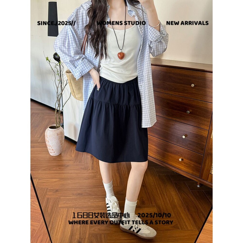 广州六米服饰高品质英伦风半身裙女夏季新款高腰日系字半裙小个子