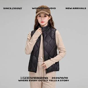 泉州玉牌服饰女装秋冬服女士轻薄短款马甲休闲百搭鸭绒背心马夹葫