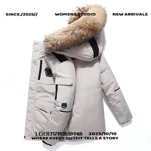 浙江平湖高端羽绒服跑男服同款男女侣韩国工装口袋加绒加厚冬外套