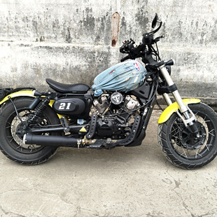 轻骑大韩GV300S改装直上马蹄声消声器排气管排气尾段鱼雷直排后段