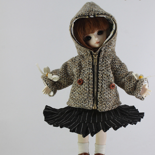 bjd 6分 4分娃衣 条子毛衣套装 两款入浅紫娃衣23113