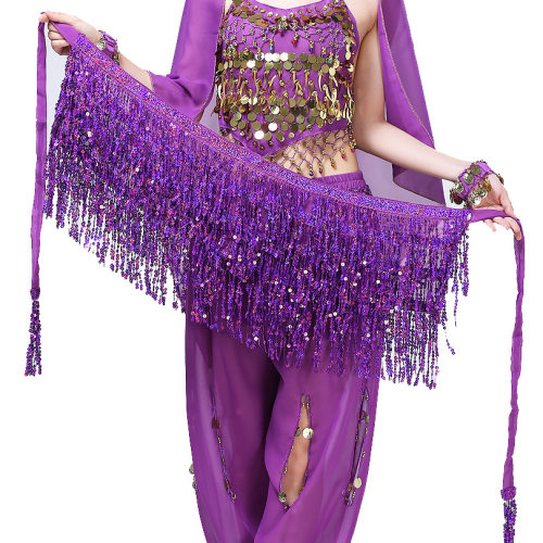 Belly dance sequin tassel short skirt 肚皮舞亮片流苏绑带短裙