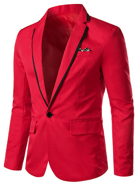 Office Suit Jacket For Men Blazer Formal Clothes Coat Black