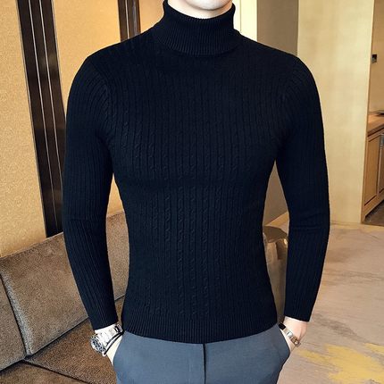 Men's autumn winter knit sweater turtleneck pullover sweater