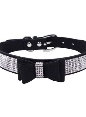 Pet Rhinestones Bow Knot Collar Dog Cat Bling Soft Cute Tie