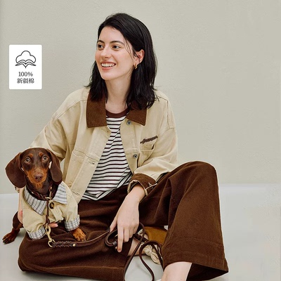 巴恩风仿牛仔夹克外套2026春季女装新款百搭100棉落肩袖宽松上衣