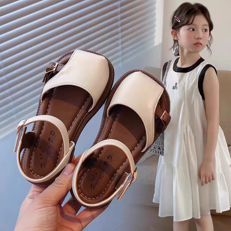 真皮女童凉鞋儿童公主包头凉鞋2025夏季新款宝宝软底中大童沙滩鞋