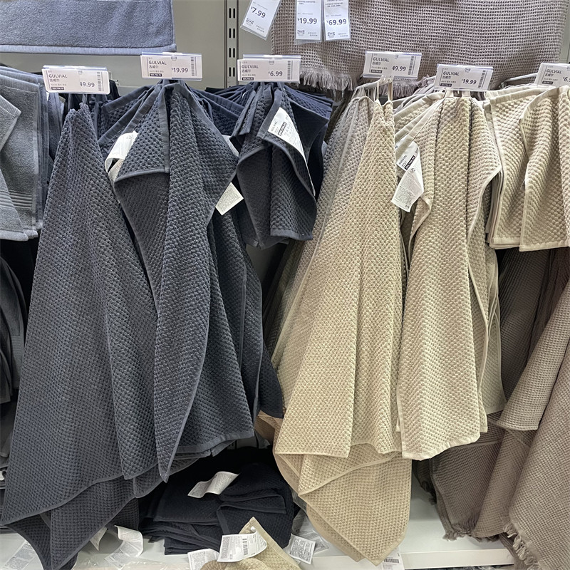 IKEA宜家 古威尔 纯棉毛巾擦脸小方巾擦身大浴巾纯色简约中厚吸水