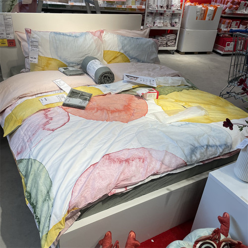 IKEA宜家混纺水彩图案被套和枕套