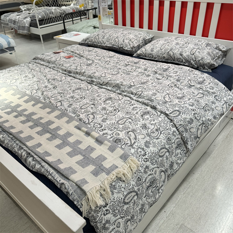 IKEA宜家 罗格西亚 被套和枕套精美花卉图案棉粘胶纤维混纺被罩