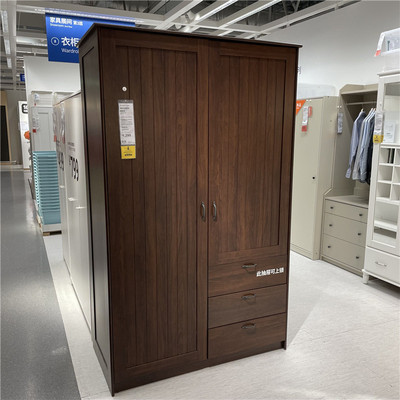 IKEA宜家 穆斯肯 双门衣柜北欧简约经济型对开门衣柜白色深褐色