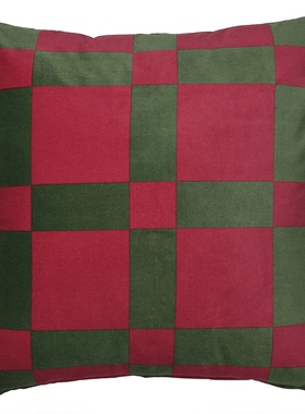 IKEA宜家云芬特 靠垫套沙发抱枕套棉绒方格红色/深绿色65x65 厘米