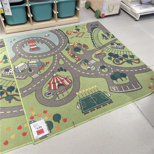 IKEA宜家 斯塔斯代 地毯儿童游戏玩耍地毯可爱卡通卧室130x133CM