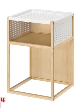 IKEA宜家伊利施拜床头桌床头柜床边置物小桌竹/白色39x39x56 厘米