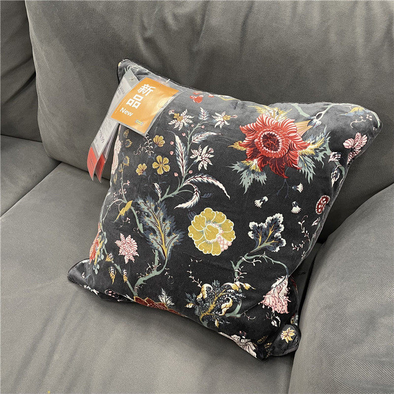 IKEA/宜家抱枕套棉绒花卉图案