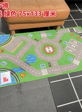 IKEA宜家 斯多博 地毯儿童房装饰游戏过家家地毯绿色75x133厘米