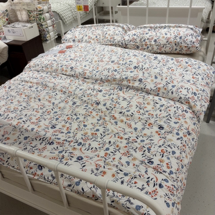 IKEA宜家 布鲁库巴 被套和枕套纯棉材质清新花卉图案床上温馨被罩