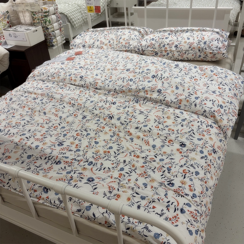 IKEA宜家 布鲁库巴 被套和枕套纯棉材质清新花卉图案床上温馨被罩