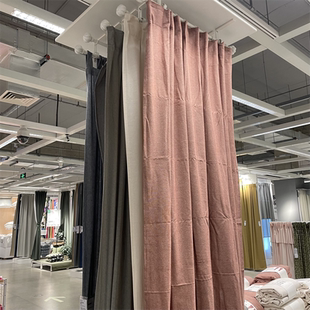 IKEA宜家 伦达 窗帘附系带纯棉材质简约纯色客厅卧室装饰成品窗帘