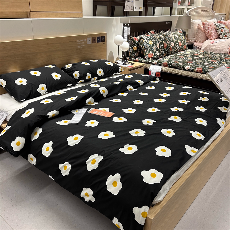 IKEA宜家 厄共劳冒 被套和枕套卡通煎蛋图案棉和粘胶纤维混纺被罩