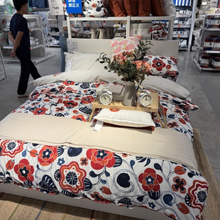 IKEA宜家 康农维斯卡 被套和枕套精美花卉图案棉粘胶纤维材质被罩