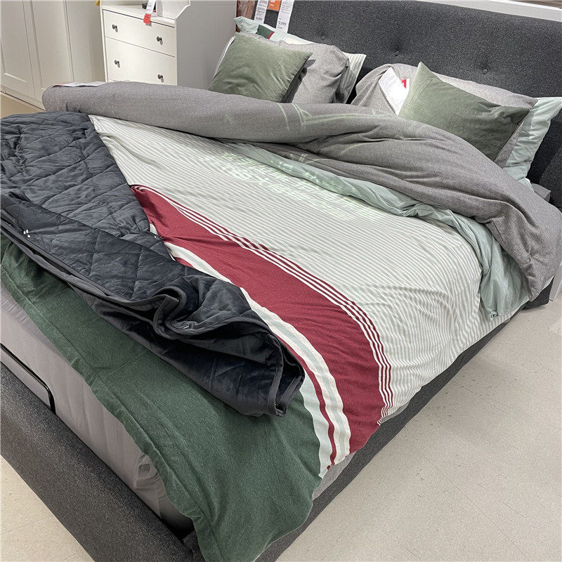 IKEA宜家 帕尔玛洛特 纯棉被套和枕套针织棉材质柔软贴身简约条纹