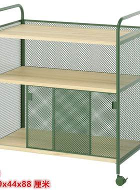 IKEA宜家 诺玛卡 柜子带脚轮移动置物收纳架搁架小型书架深绿色
