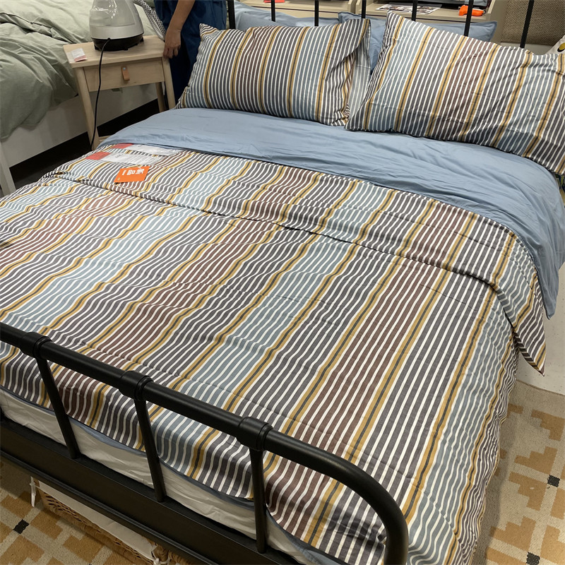 IKEA宜家 皮格洛 被套和枕套纯棉材质多色条形图案温馨简约被罩
