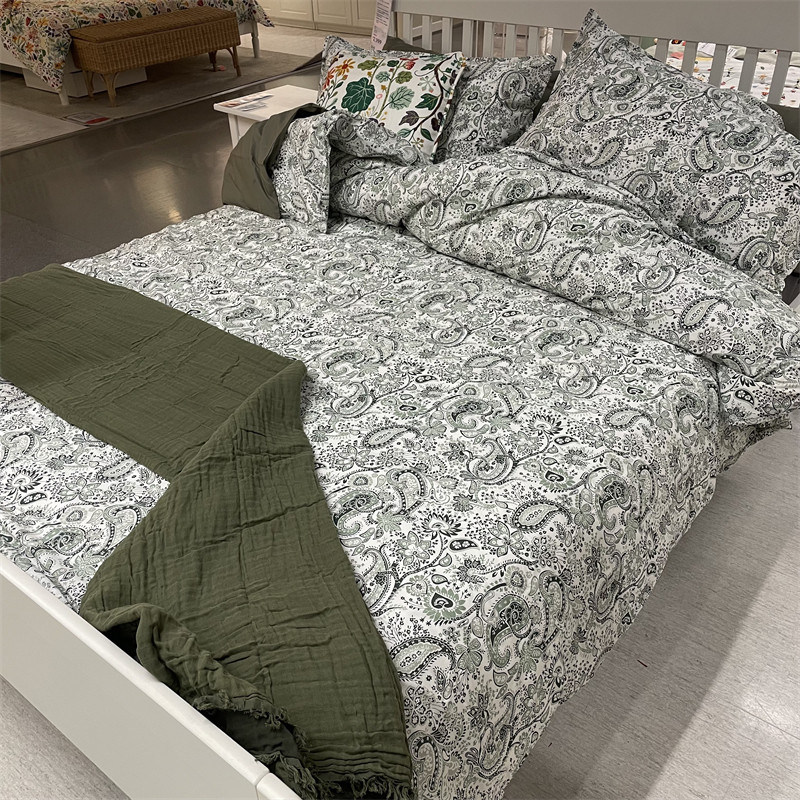 IKEA宜家 罗格西亚 被套和枕套花卉图案棉加粘胶纤维混纺床上被罩