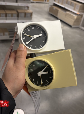 IKEA宜家 欧肯玛文 闹钟桌面时钟桌面装饰台钟北欧简约白色黄色