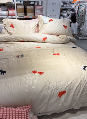 IKEA宜家 弗斯达 被套和枕套喜庆金鱼图案纯棉材质新年装扮被罩